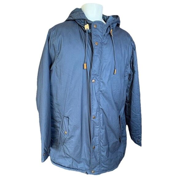 Livergy Urban Denim Hooded Coat Men’s Size 44 Blue Padded Jacket Winter - Picture 3 of 10